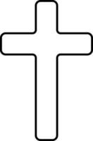 Black Thin Line Art Christian Cross Symbol Or Icon. vector