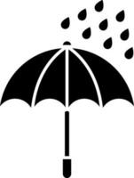 Illustration of umbrella glyph icon for rainy weather concept. vector