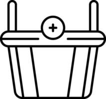Add Shopping Basket Icon In Black Outline. vector