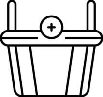 Add Shopping Basket Icon In Black Outline. vector