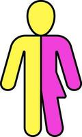Yellow And Pink Illustration Of Gay Silhouette Icon. vector