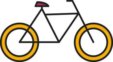 Pink And Yellow Bicycle Icon In Flat Style. vector