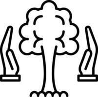 Save Nature Or Tree Icon In Black Line Art. vector