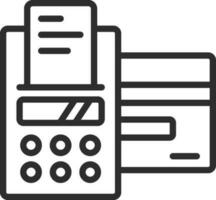 Pos Terminal Machine with Card and Receipt icon in Line Art. vector