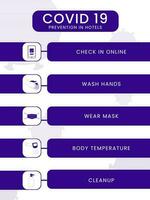 Prevention In Hotels Template Layout With Safety Protocols For Awareness Concept. vector