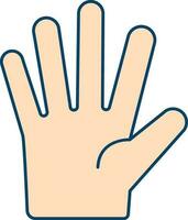 Five Finger Showing Hand Peach Icon In Flat Style. vector