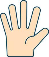 Five Finger Showing Hand Peach Icon In Flat Style. vector