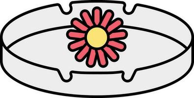 No Ash Tray With Flower Red And Grey Icon. vector