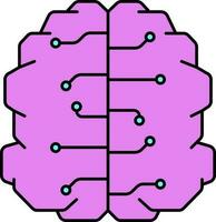 Isolated Artificial Brain Flat Icon In Pink Color. vector