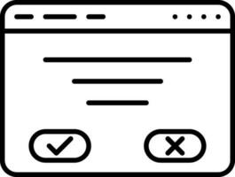 lineal estilo cheque con cruzar web página icono. vector