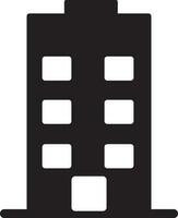 Black and white building in flat style illustration. Glyph icon or symbol. vector