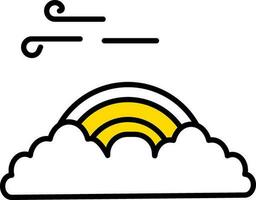 Yellow And White Rainbow Cloud Icon Or Symbol. vector