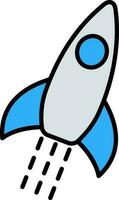 Rocket Icon In Gray And Blue Color. vector