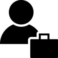 Man with briefcase icon in Black and White color. vector