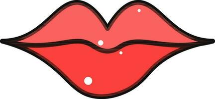 Red and black kissing lips on white background. vector