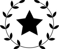Star Laurel Wreath Icon In Glyph Style. vector