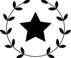 Star Laurel Wreath Icon In Glyph Style. vector