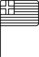 Greece Flag Pole Icon In Black Outline. vector