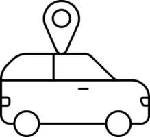 Car Location Point Icon In Black Outline. vector