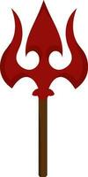 Flat Style Trident Red And Brown Icon. vector