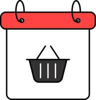 Shopping Basket With Calendar Icon In Flat Style. vector