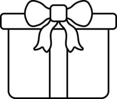 Isolated Gift Box Icon In Black Line Art. vector