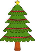 Flat Style Colorful String Ball Decorate Christmas Tree Icon. vector