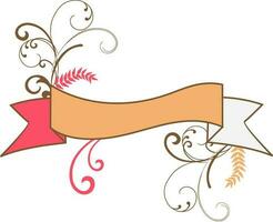 Blank ribbon with floral elements. vector