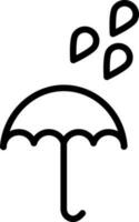 Rain dropping on umbrella in black line art. vector