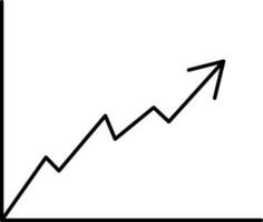 Zig Zag Up Arrow Graph Black Linear Icon. vector