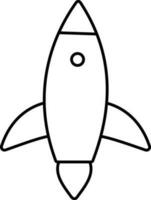 Flying Rocket Icon In Linear Style. vector