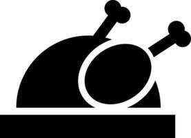 Roast chicken icon in Black and White color. vector