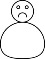 Sad Fat Man Icon In Black Line Art. vector