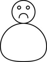 Sad Fat Man Icon In Black Line Art. vector