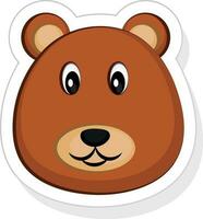 Isolated Cute Cartoon Bear Face In Sticker Style. vector