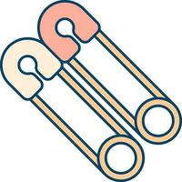 Safety Pin Icon In Red And Orange Color. vector