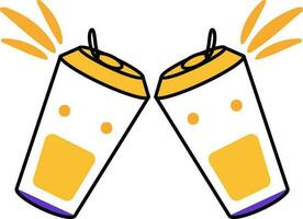 Couple Cheers Drink Can Icon In Orange And Violet Color. vector