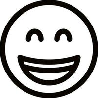 Illustration of laughing face emotion icon in black line art. vector