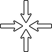 Four Center Arrow Icon In Linear Style. vector