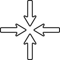 Four Center Arrow Icon In Linear Style. vector