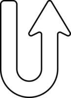 U Letter Arrow Up Icon In Black Outline. vector