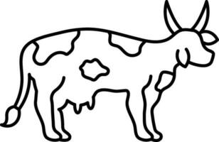 Illustration Of Cartoon Goat Icon In Black and White vector