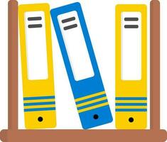 Yellow And Blue Books Rack Flat Icon. vector