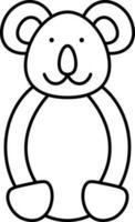 Cartoon Koala Bear Black Outline Icon. vector