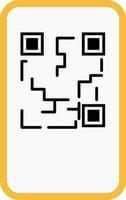 qr código teléfono pantalla plano icono en amarillo y negro color. vector