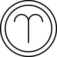 Linear Style Aries Astrology Symbol On Round Icon. vector