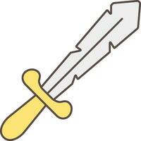 Isolated Sword Icon In Yellow And Gray Color. vector