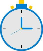 12-15 Time Alarm Clock Yellow And Blue Icon In Flat Style. vector