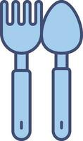 Spoon And Fork Icon In Blue Color. vector