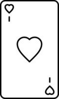 Heart Playing Card Icon In Black Outline. vector